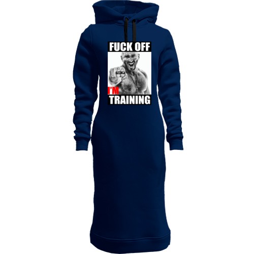 Женская толстовка-платье с агрессивным мужчиной и надписью «F*ck off, i'm training»